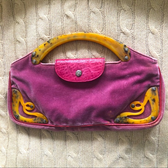 Miu Miu Handbags - MIU MIU Clutch - Whimsical Purple Velvet Clutch with Tortoise Shell Detailing